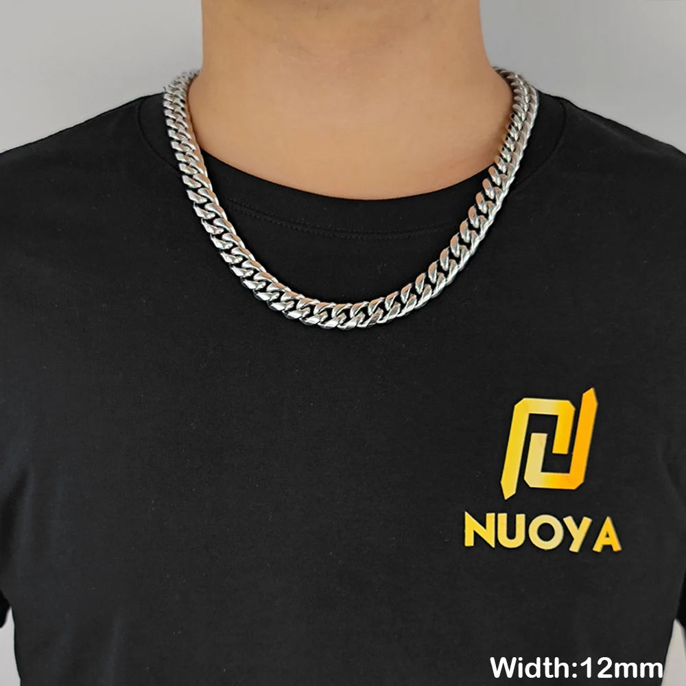 Stainless Steel Cuban Chain Necklace Miami 8/10/12MM