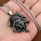 Gothic Unique Medusa Necklace for Men Women Punk Vintage Stainless Steel Snake Pendant Fashion Amulet Jewelry Gifts