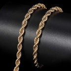 Iced Out Rope Chain Necklace Stainless Steel 6MM