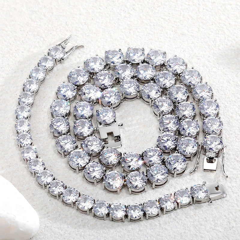 Iced Out Tennis Link Chain Necklace 10mm — Copper Alloy
