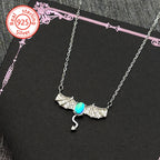 925 Silver Bat Zircon Pendant — Silver