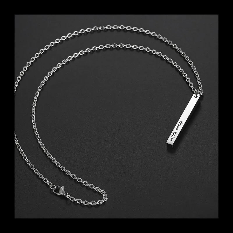 Minimal Long Pendant Necklace — Stainless