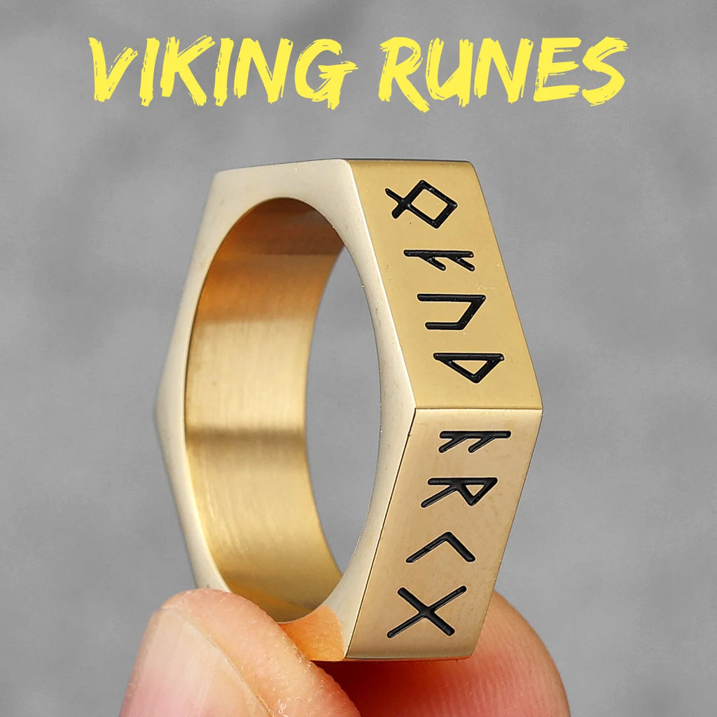 Vintage Nordic Viking Runes Celtic Knot Series Stainless Steel Womens Mens Rings Punk Biker Jewelry Creativity Gift