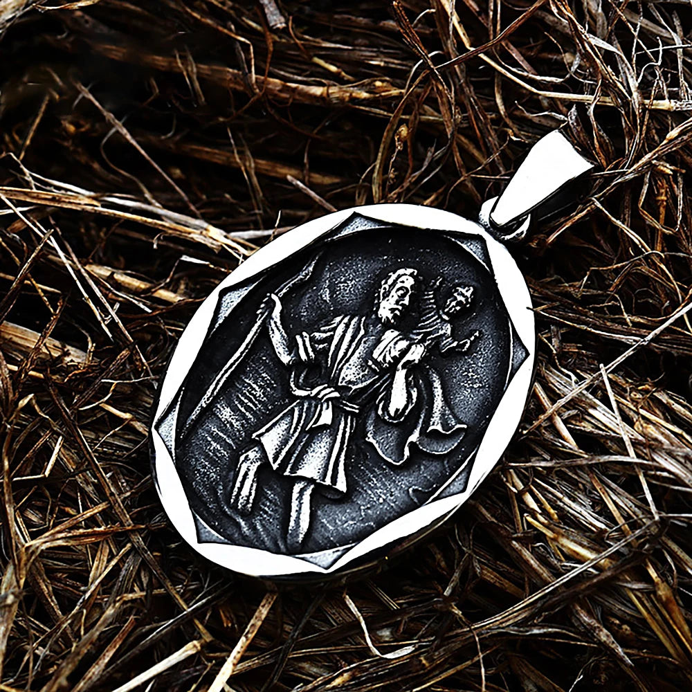 Men Stainless Steel Catholic Patron Saint Pendant Michael St. Michael The Archangel Pendant Necklace Jewelry Gifts Dropshipping