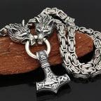 Viking Wolf Stainless Steel Pendant Necklace