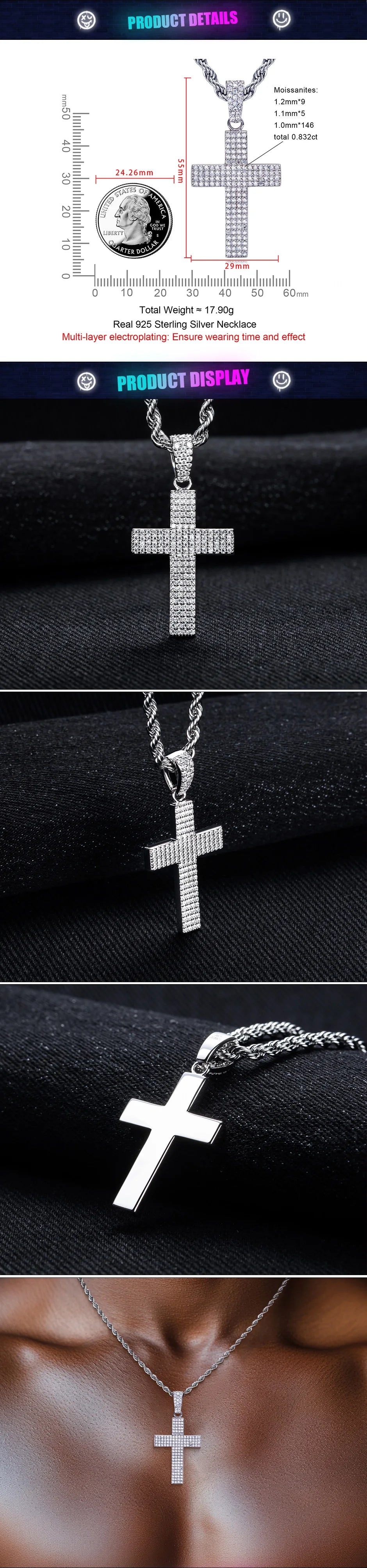 Iced Out Cross Pendant — 925 Silver
