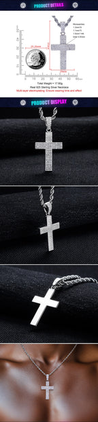 Iced Out Cross Pendant — 925 Silver
