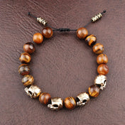 Skull Charm Vintage Agate Bracelet — Tiger's Eye