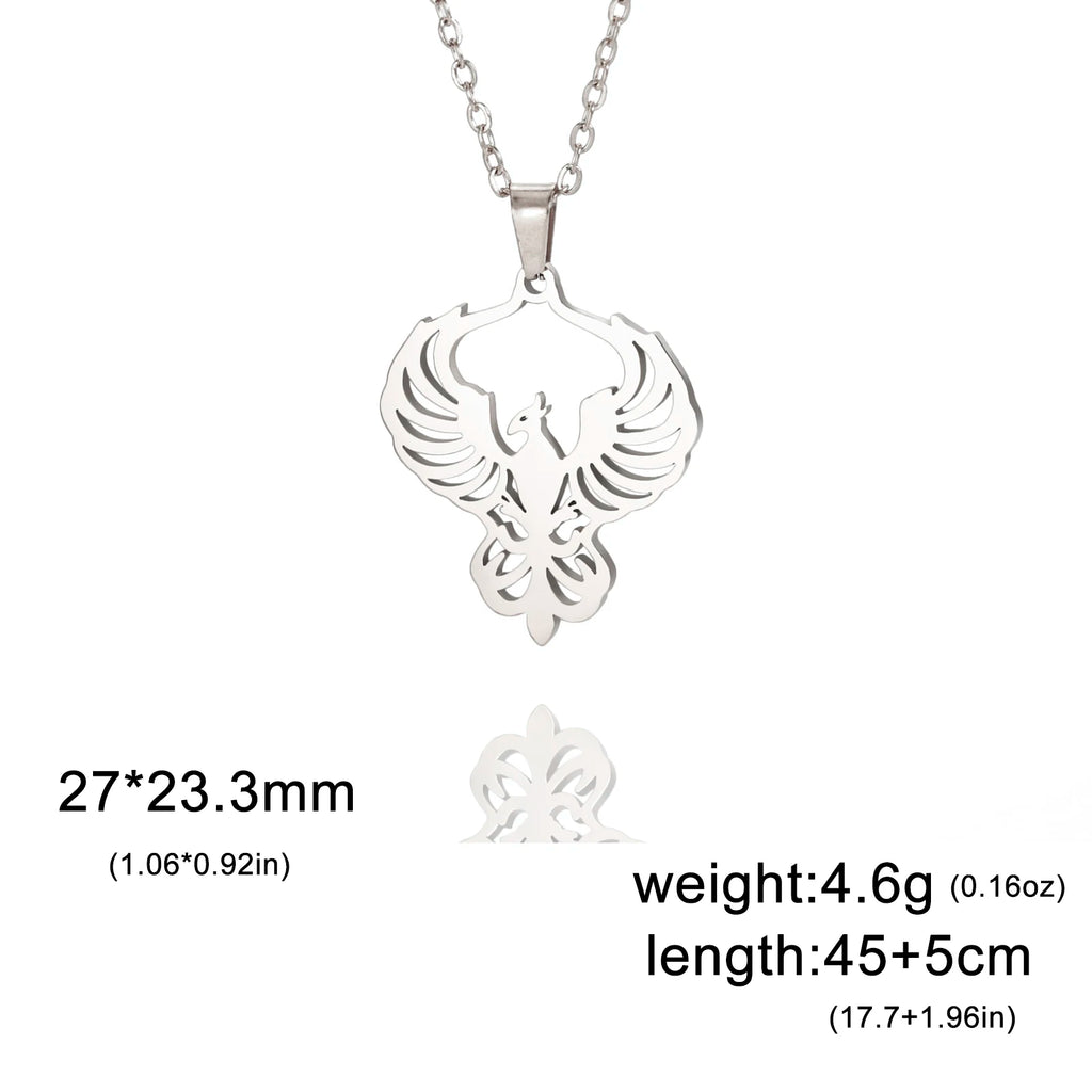 Phoenix Necklace Supernatural Amulet Chain God Bird Gift For Woman Men Kid Child Gold Color Stainless Steel Pendant Jewelry