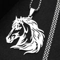 Classic Horse Head Male Chain For Women Men Stainless Steel Silver Color Hiphop Animal Pony West Cowboy Pendant