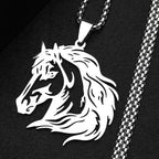 Classic Horse Head Male Chain For Women Men Stainless Steel Silver Color Hiphop Animal Pony West Cowboy Pendant