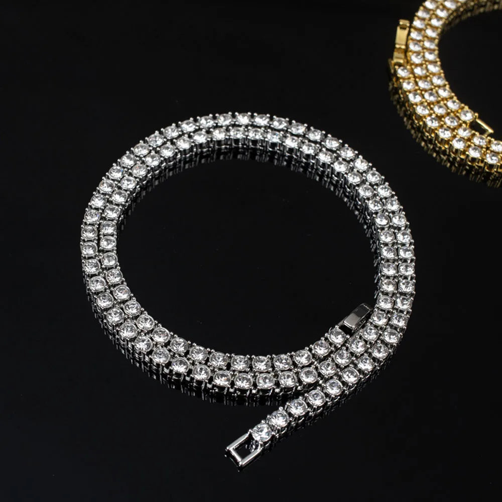Iced Out Tennis Chain Necklace 4mm — Zinc Alloy