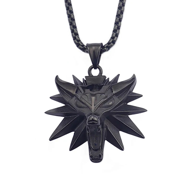 Viking Wolf Stainless Steel Pendant Necklace