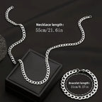 Cuban Link Chain Set 7mm Wide — 2 Pcs, 304 Stainless Steel
