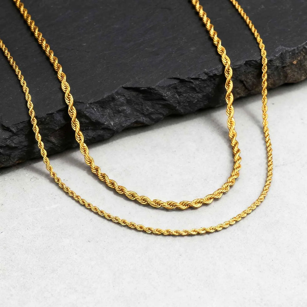 Two-Tone Twisted Rope Chain Necklace — Stainless Steel