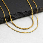 Two-Tone Twisted Rope Chain Necklace — Stainless Steel