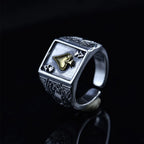 Retro Ace of Spades Ring For Men Silver Color Punk Gothic Open Ring Designer Jewelry Unisex Accessories Creative Peace Art Gift