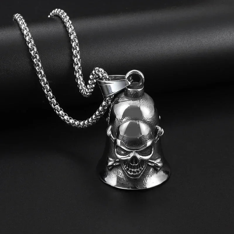 Retro Gothic Golden Cross Skull Pendant Necklace for Men Fashion Party Rock Motorcycle Riding Punk Jewelry Gift