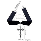 Spiked Bat Cross Choker — Black Velvet