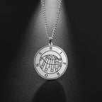 LIKGREAT Stainless Steel Lesser Key of King Solomon Occult Sigil 72 Demon Medalion Necklace for Men Women Pagan