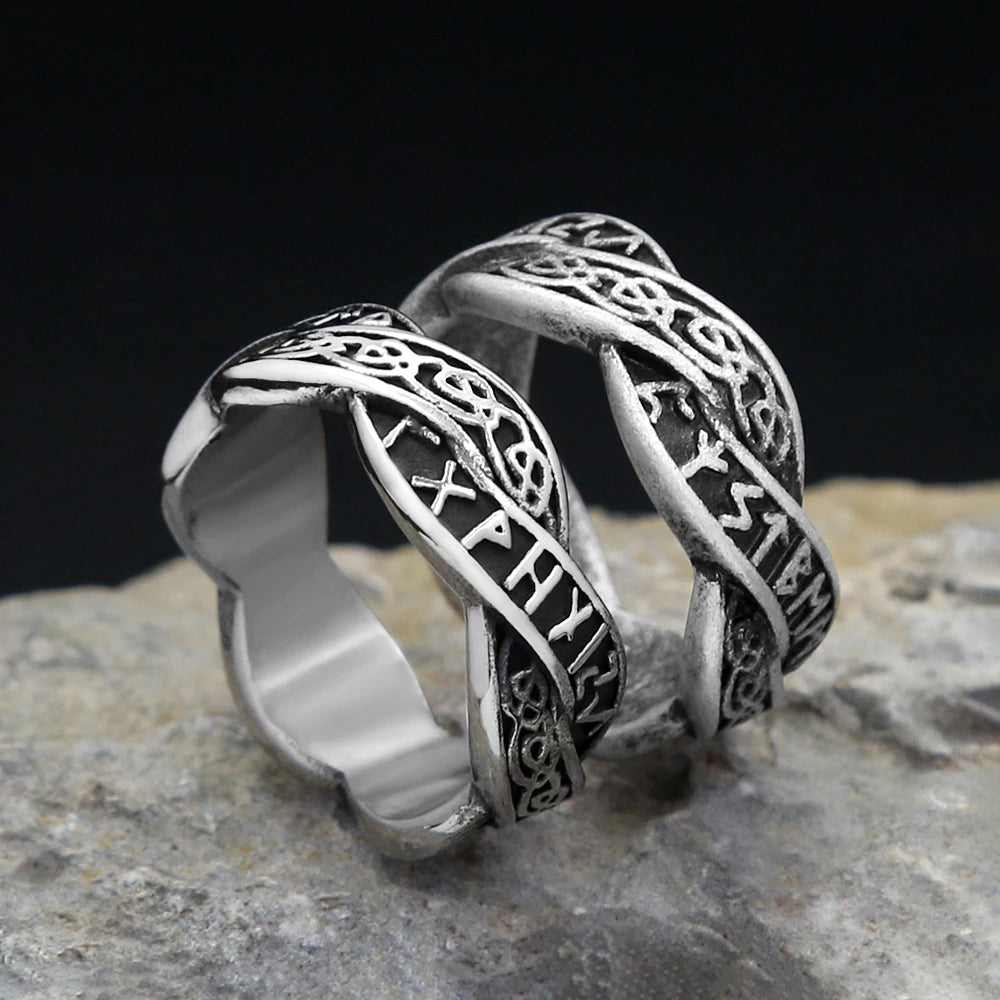 Odin Steel Ring Viking Letter Nordic Runes Punk