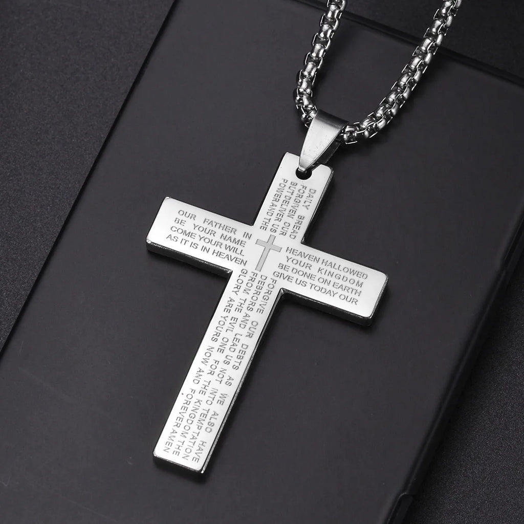 Christian Jesus Cross Necklace For Women Men Stainless Steel Chains Choker Religion Pendants Jewelry Prayer Baptism Gift