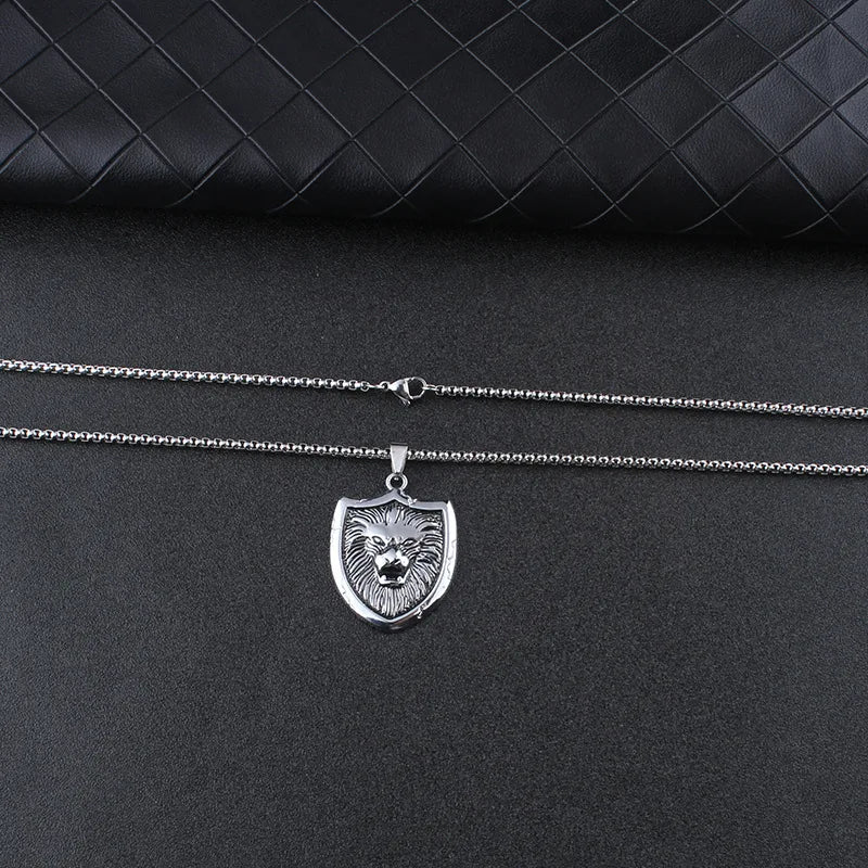 Lion Steel Pendant European American Shield