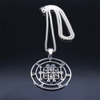 Demon Silver Pendant Seal Forneus Round Colares