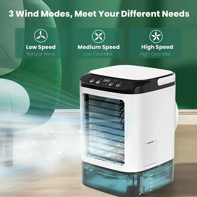 Portable Desktop Air Conditioner Fan Dual Spray Ultrasonic Atomization 3-Speed Mute Air Cooler Electric Fan For Home