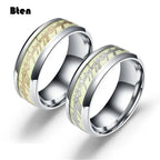Bten Luminous Ring Black Fashion Man Minimalist Stainless Steel Ring Glowing Ring Couple In The Dark Jewelry Black