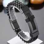 Christian Cross Bracelet for Man Gold Color Stainless Steel Men's Wrist Bracelets On Hand Man Jewellery Accessories