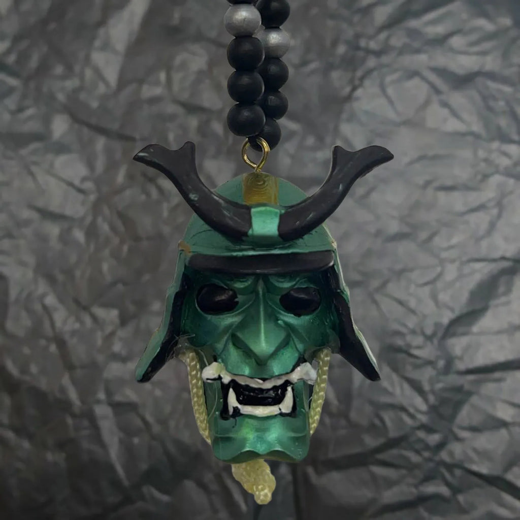 Samurai-Kabuto Helmet Hannya Japanese Oni Car Rear View Mirror Charm Japanese Ghosts Hanging Ornament Personalized Pendant