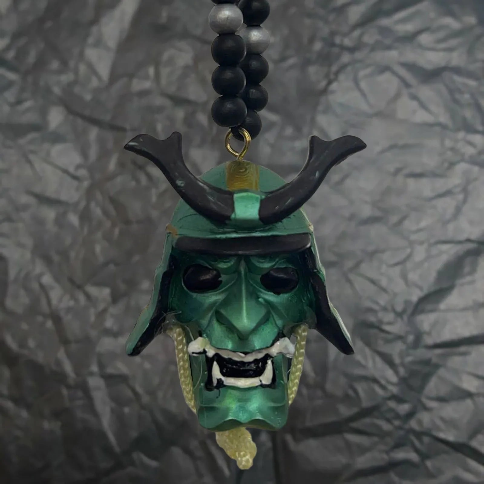 Samurai-Kabuto Helmet Hannya Japanese Oni Car Rear View Mirror Charm Japanese Ghosts Hanging Ornament Personalized Pendant