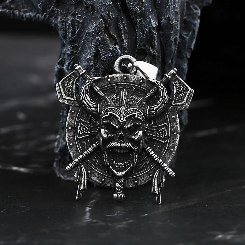 Biker 2024 New Punk 316L Stainless Steel Unique Style Viking Roman Helmet Mask Knight Axe Wrrior Pendant Necklace For Man Women