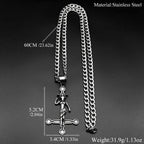 Inverted Cross Stainless Steel Pendant Necklace