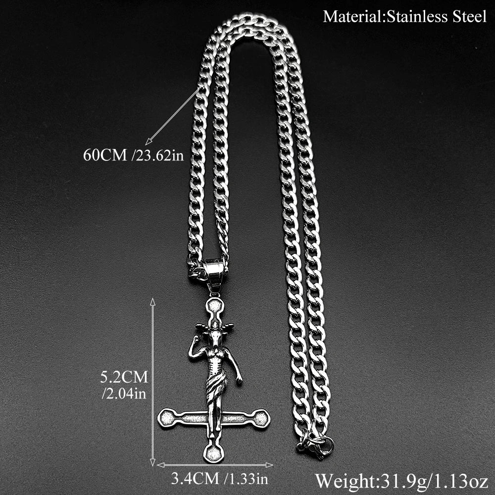 Inverted Cross Stainless Steel Pendant Necklace