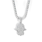 Men's Women Hip Hop Hamsa Hand Pendants Necklaces With 4mm Crystal Tennis Chain Punk  Rapper Jewelry Hiphop Style Couple Gifts