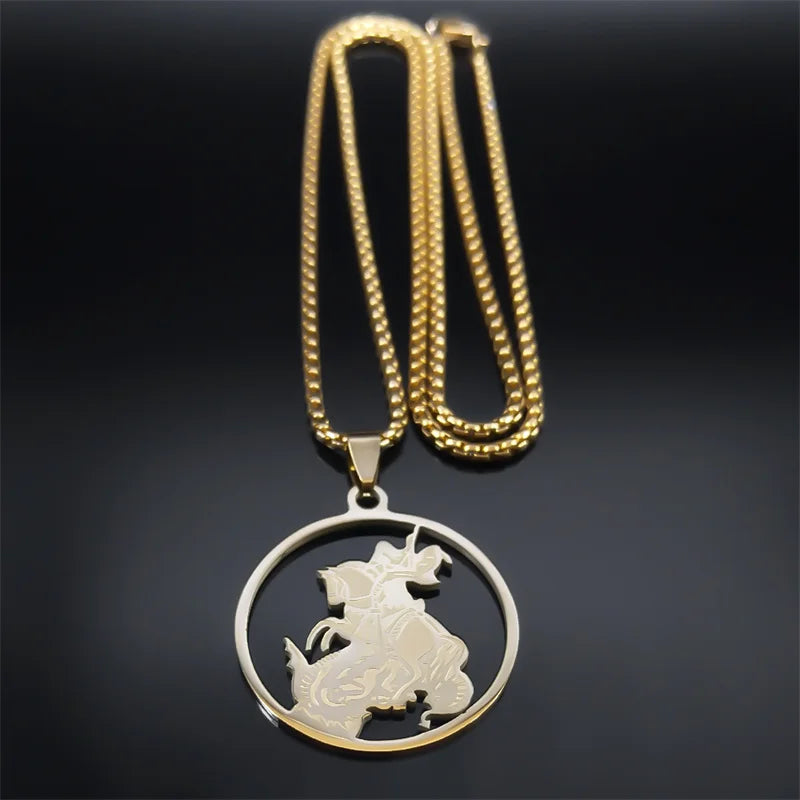 Archangel St.Michael Protect Me Necklace Stainless Steel Saint Shield Protection Male Necklace Jewelry corrente