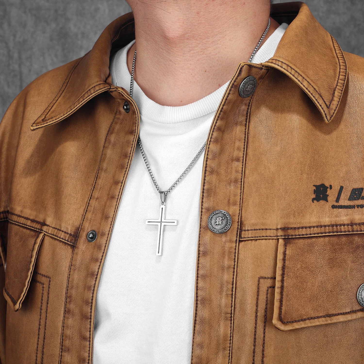 Cross Pendant Necklace Stainless Steel Hollow