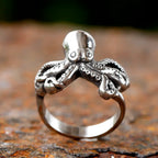 2024 New 316L Stainless Steel Vintage COOL Octopus Ring With Patterns Gothic For Men Women Punk Motorcycle Jewelry