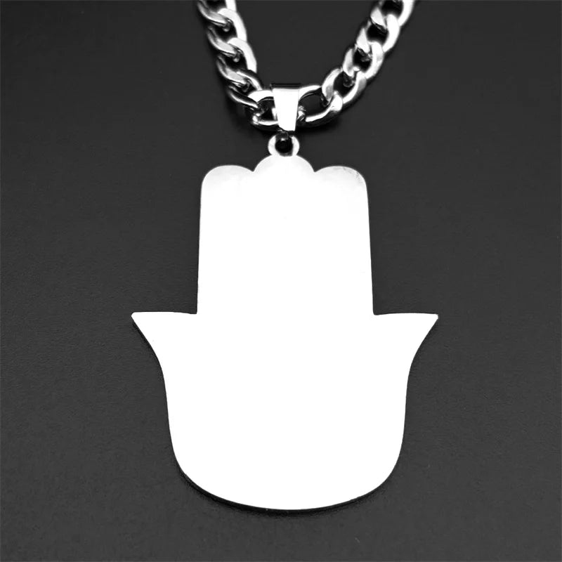 Fatima Hand Pendant Necklace — Silver