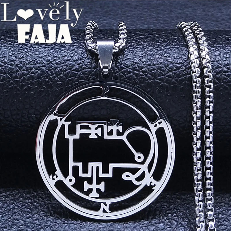 Gothic Demon Silver Pendant Necklace — Stainless Steel