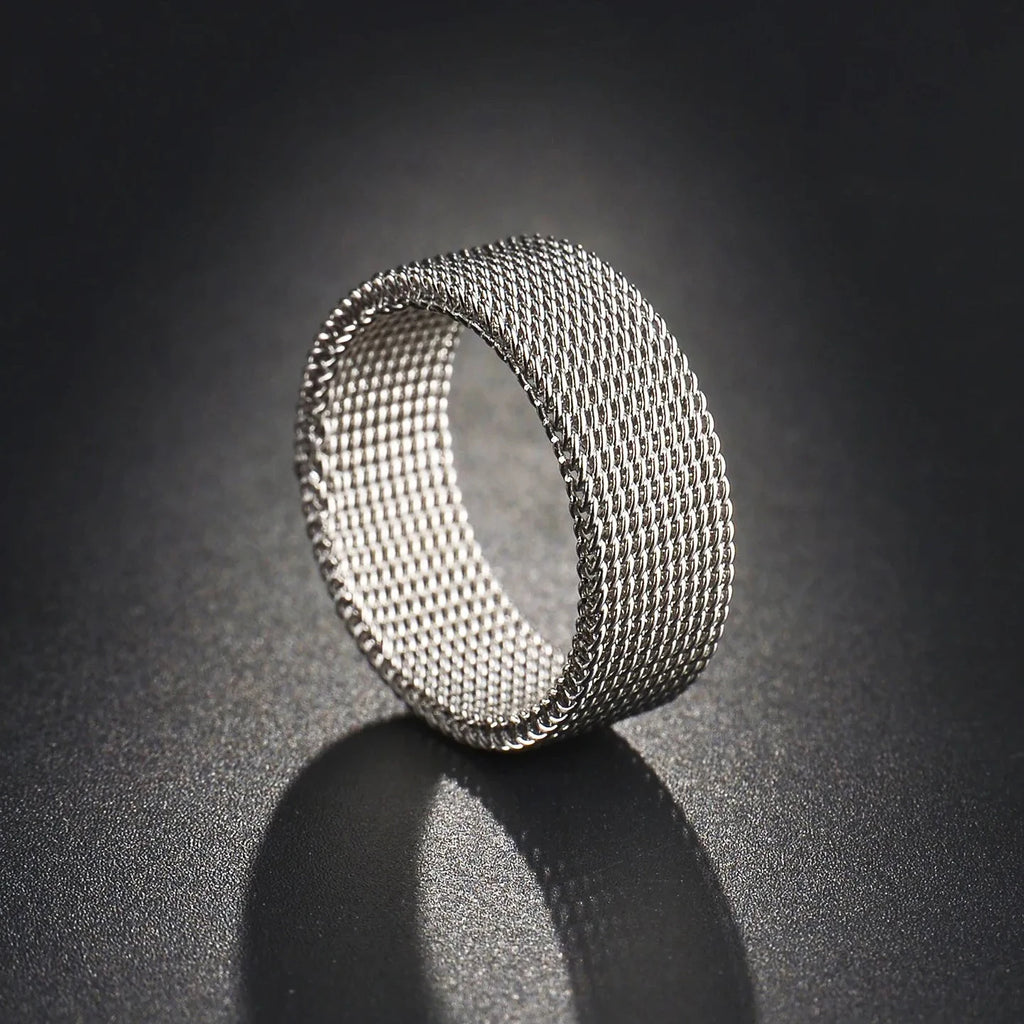 Fashion Elastic Mesh Chain Rings Titanium Stainless Steel Rings For Men Women Wedding Engagement Men Rings Punk Jewelry Gifts