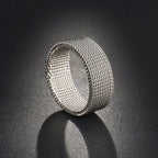 Fashion Elastic Mesh Chain Rings Titanium Stainless Steel Rings For Men Women Wedding Engagement Men Rings Punk Jewelry Gifts