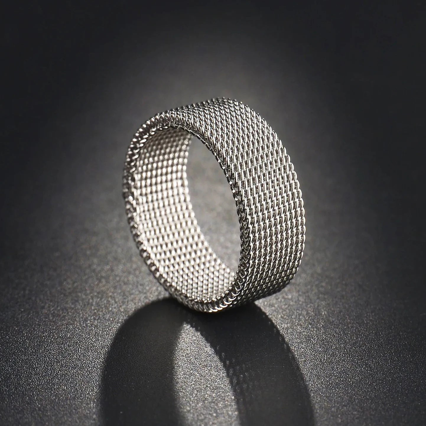 Fashion Elastic Mesh Chain Rings Titanium Stainless Steel Rings For Men Women Wedding Engagement Men Rings Punk Jewelry Gifts