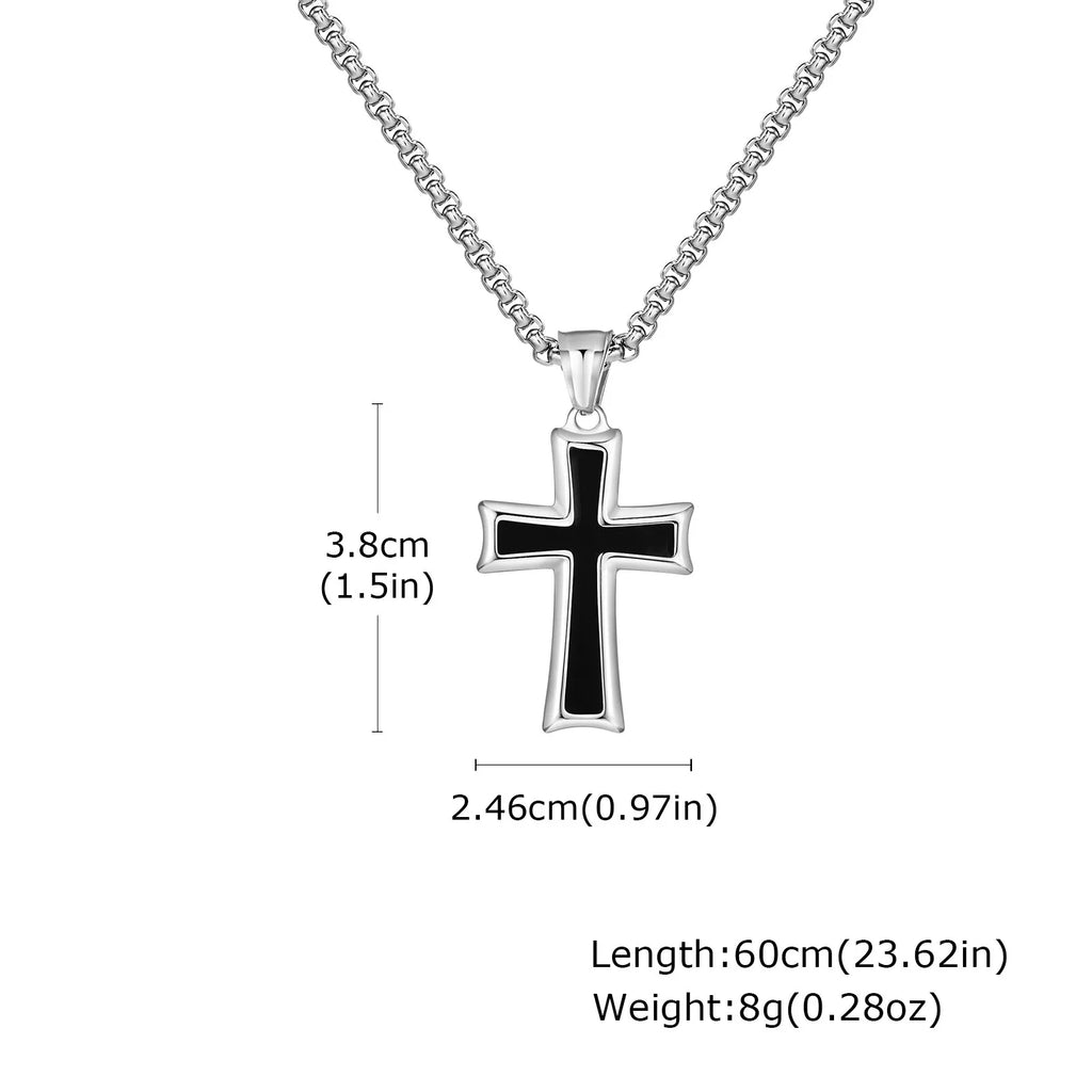 Cross Silver Pendant Necklace — Stainless Steel