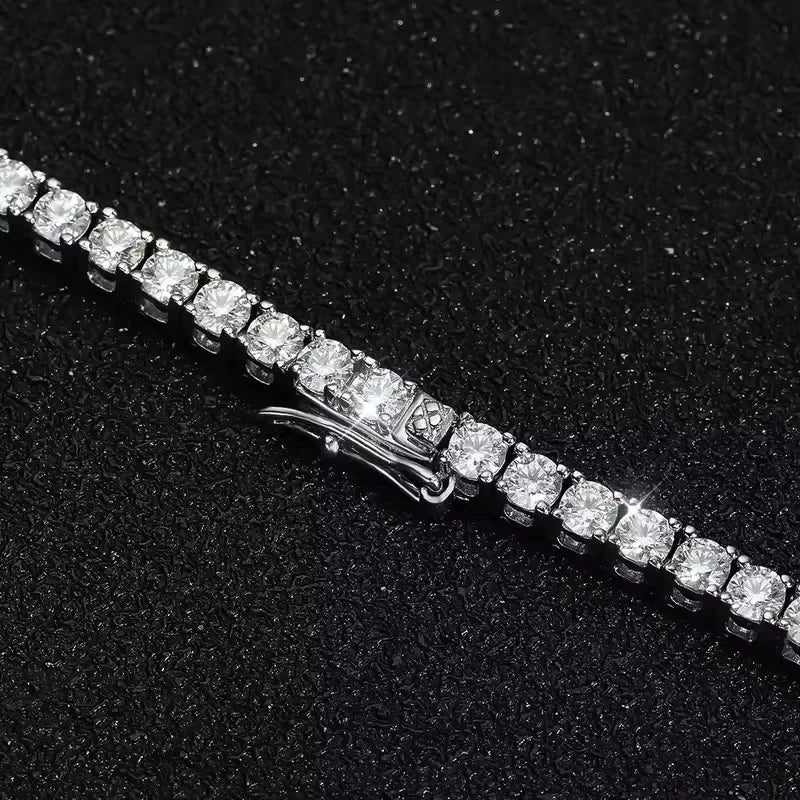 BXINY GRA Certified 3/4/5mm Moissanite Tennis Necklace S925 Silver Sparkling Lab Diamond for Women Men Hiphop Party