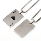 Hip Hop Statement Stainless Steel Poker Card Ace of Spades Necklace For Women Men Boys Playing Cards Chain Pendant Jewelry Gifts