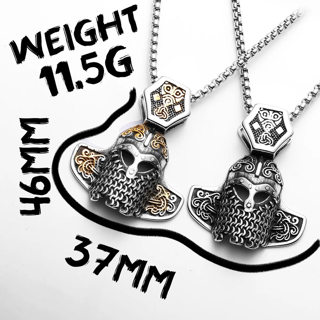 Viking Helmet Pendant Necklace — Stainless Steel
