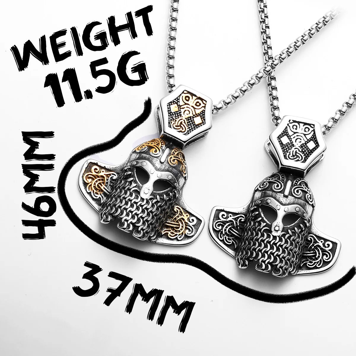 Viking Helmet Pendant Necklace — Stainless Steel